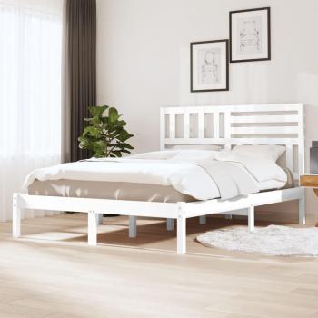 Estructura de cama madera maciza de pino blanco 135x190 cm
