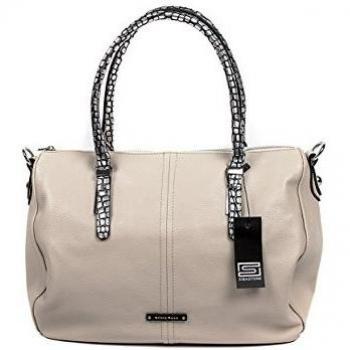 Sibastone - Bolso de asas de Material Sintético para mujer 35 x 23 x 15 cm, color gris, talla 35 x 23 x 15 cm