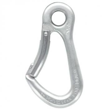 Mosquetón Fixe Climbing Draco Ecotri gris plateado, tipo mosquetón para escalada y trabajos verticales, cierre keylock, resistencia de 25kN