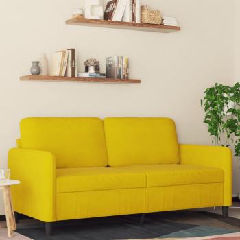 Sofá de 2 plazas en terciopelo amarillo de 140 cm
