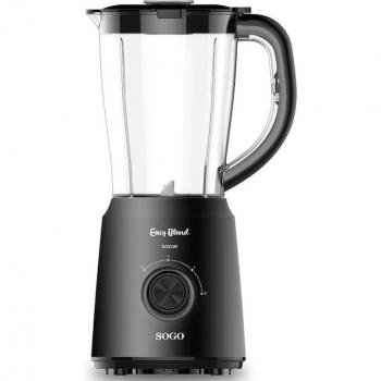 Batidora eléctrica de mesa Sogo Easy Blend negra, 500W, jarra de plástico transparente de 1,5L sin BPA