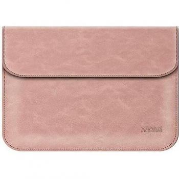 TECOOL 13-13.3 Pulgadas Funda para Ordenador Portátil, Funda Cuero de Gamuza Protectora Sleeve Bolsa para MacBook Air 13, MacBook Pro 13 A1502/A1425, MateBook D 14, 13.5 Surface Laptop - Rosado