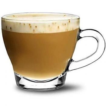 Borgonovo Taza Ischia Cappuccino Glass 6.3oz / 180ml - Set of 6 - Glass Cappuccino Coffee Mug