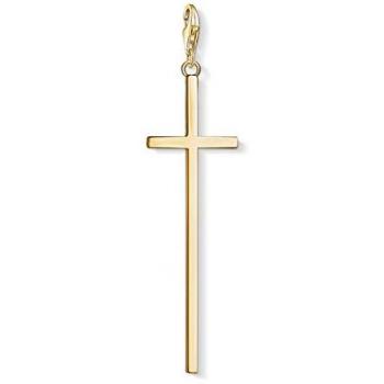 Thomas Sabo Golden Cross Charm Pendant, Jewellery, female, Yellow, Size: ONE SIZE