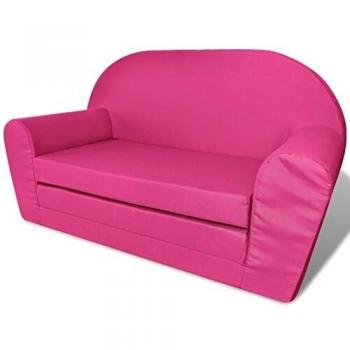 vidaXL Sillón Infantil Sofá Cama para Niños Tela Rosa Tumbona Desplegable Funda