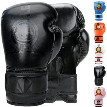 Guantes De Boxeo TEKXYZ Bad Kids Series - 1 Par De Guantes De Entrenamiento De Boxeo De Cuero Sintético para Niños con Colores Vivos para Niños y Niñas De 3 A12 Años