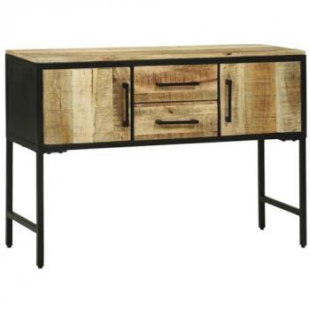 Mesa Consola Moderna Marrón 100 x 35 x 70 cm Madera Maciza de Mango con Dos Puertas y Cajones