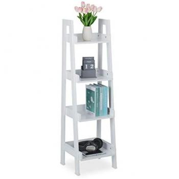 Estantería Vertical Blanca de 4 Niveles para Decoración, Plantas y Libros - Relaxdays, 112 x 33 x 30 cm