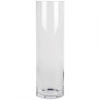 Jarrón de cristal cilíndrico decorativo 38,5 x 15 cm, florero tubular transparente, sencillo, moderno para decorar el interior del hogar con flores, sobremesa, suelo