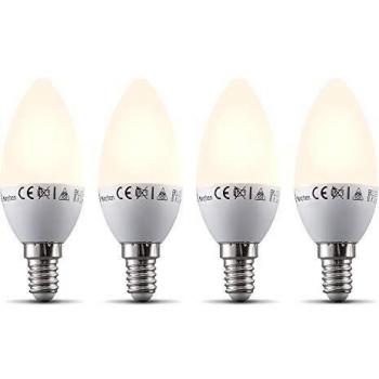 B.K.Licht I Juego de 4 lámparas LED E14 Wi-Fi I 5.5 vatios I 470 lúmenes I 2.700K Blanco cálido I Regulable I Aplicación Control de voz I iOS y Android I Bombilla inteligente