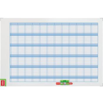 Nobo Performance Planning Board Magnética Anual, Marco Metálico, 90x60 cm con Borrador, Rotulador y Kit de Inicio 3048001