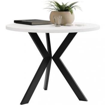 Mesa de Centro Dearborn 106, Redonda, Aglomerado Laminado, Blanco y Negro, Diámetro 65cm