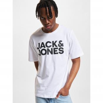 Camiseta Jack & Jones Corp Logo de Manga Corta en Color Blanco, Fit Estándar para Hombre