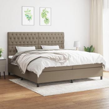 Cama box spring con colchón Tortera 200x200 cm en tela gris taupe