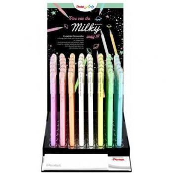 Pentel Hybrid Milky - Expositor de 48 bolígrafos de gel opaco