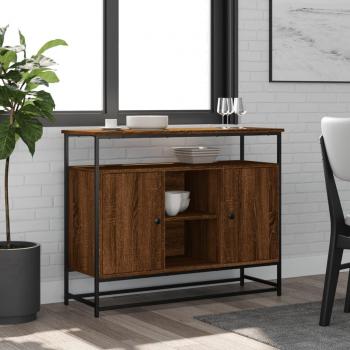 Aparador de Madera Multicapa Roble Marrón 100x35x80 cm