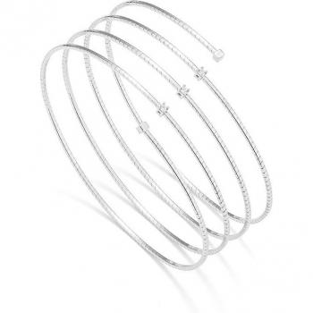 Pulsera Tuscany de plata 4 vueltas con 3 cz, de titanio blanco y plateado