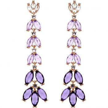 Pendientes Luxenter Dinois con Circonita Amatista acabados en oro amarillo de 18K
