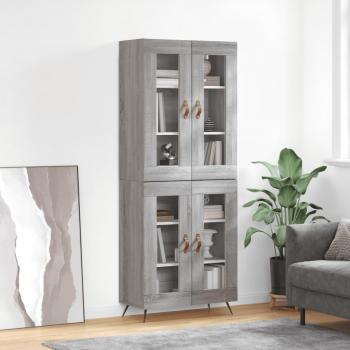 Aparador alto de madera contrachapada gris sonoma 69,5x34x180 cm