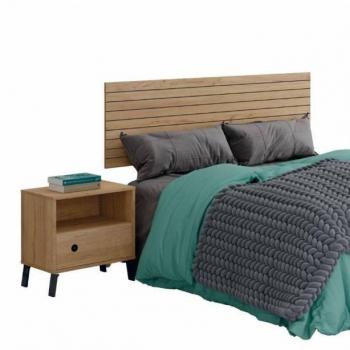 Pack Cabecero de Cama con Mesita Camila Color Roble Gold y Negro Mate 160 CM