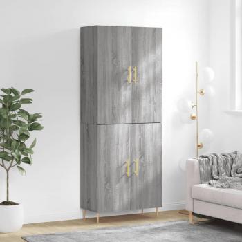 Aparador alto de madera multicapa gris Sonoma 69,5x34x180 cm