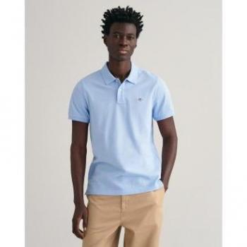 Gant Regular Shield Pique Polo Shirt - Capri Blue - Male - Size: XXL
