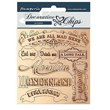 Stamperia International Chips-Alice Frames Figuras Decorativas, Marcos de Alicia, Varios, 9,5 x 9,5 cm