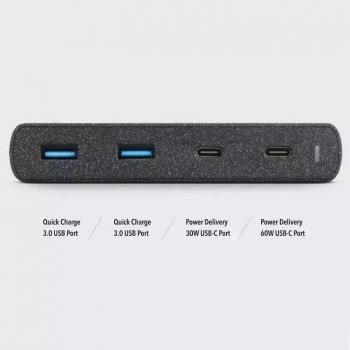 Cargador de Pared Uniq HUB Surge 90W 2x USB Quick Charge 3.0 + 2x USB-C PD 3.0 Negro