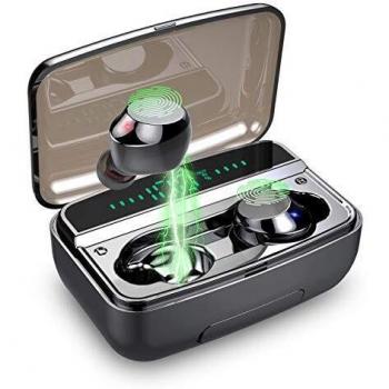 Auriculares Bluetooth 5.0, Motast IPX8 Impermeable Auriculares Inalámbricos Bluetooth con Micrófono HiFi Estéreo, Auriculares In-Ear con Caja de Carga, Control Táctil, Reproducci 150 H, Pantalla LED