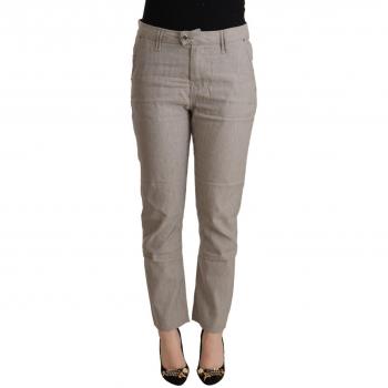 CYCLE Light Gray Linen Blend Mid Waist Tapered Pants - W28