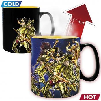 Taza Térmica Los Caballeros del Zodiaco Cambio de Color con Armaduras de Oro - 460 ml