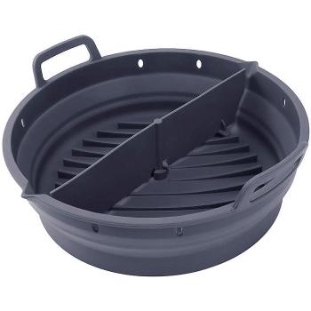 Molde Plegable de Silicona Redondo con Asas para Freidora de Aire 22x19x6 cm Grado Alimentario