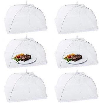 Homealexa - Juego de 6 Cubierta Protectora Alimentos Fresca, Mosquitera Comida desplegable Cubre Platos para Cocina, Barbacoa, Picnics, Fiesta al Aire Libre, Blanco