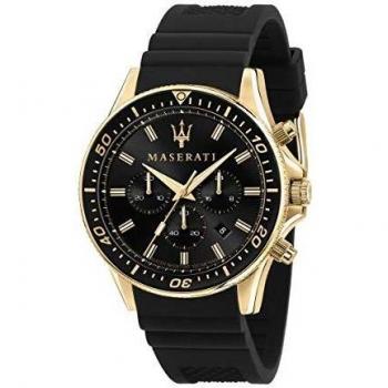Maserati mens stainless steel yellow gold pvd silicone watch sfida collection with silicone strap r8871640001
