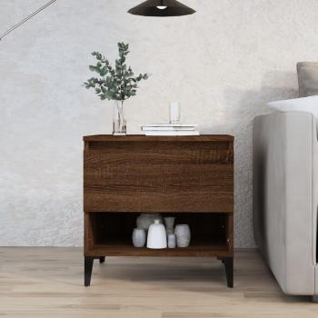 Mesa auxiliar de madera contrachapada 50x46x50 cm en color blanco y negro brillante, ideal como mesa de sofá o consola de entrada para salón