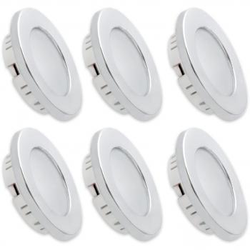 Dream Lighting Lámpara LED del Armario, Luz de Techo para Caravana 12volt, Envolvente Cromado, Blanco Frío, 6 Luces en el Paquete