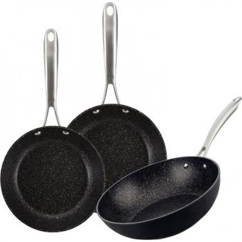 Juego de 2 Sartenes 20-28 + Wok en Aluminio Forjado San Ignacio Vita Aptas para Inducción