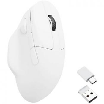 Ratón Gaming Inalámbrico y Cableado Keychron M7 1K, Blanco, 26000 DPI, Ergonómico, Ligero, Bluetooth/2.4 GHz