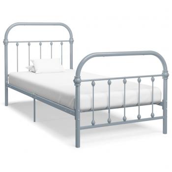 Estructura de cama sin colchón metal gris 100x200 cm