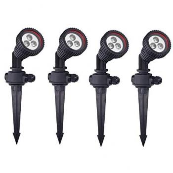 Foco Proyector de Exterior para Jardín IP65 - Forlight Tidian (4 uds) con Pincho para Césped, Compatible con Bombilla GU10, Color Negro