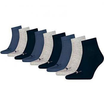 Puma 3/4 Quarter Plain Socks Pack (3 Pairs) - Unisex, Dark Grey/Light Grey/Black