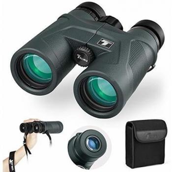 Telmu 10 x 42 Prismáticos con Prisma Superior BAK4 y Lente FMC, Binoculares Compactos para Conciertos, Partidos de Fútbol, Observación de Aves, Correas para Los Hombros y Bolsas