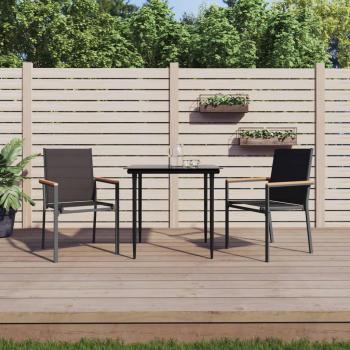 Sillas de jardín 2 piezas negro 55x61,5x90 cm Textilene y acero