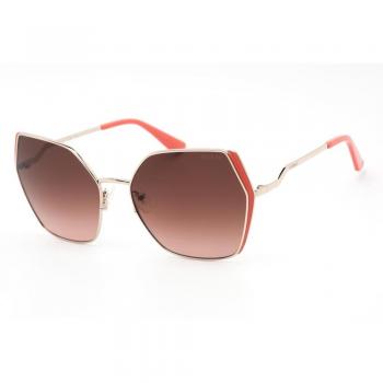 Guess Women's Golden Metal Sunglasses with Brown Lenses - Model GU7843-32F