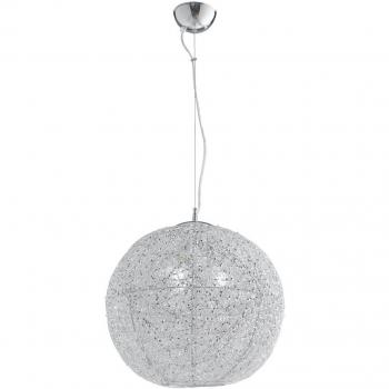 Plafón Colgante Astra de Aluminio y Cristal Cromado con 3 Ampoules, Dimensiones 45x47cm