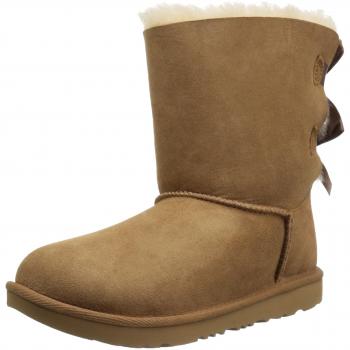 UGG Kids' Bailey Bow II Sheepskin Classic Moonboots in Brown, Size 6K