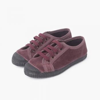 Zapatillas de lona de niños en terciopelo con cordones