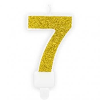 Vela de Cumpleaños Dorada Número 7 - Elegante y Brillante, 7cm