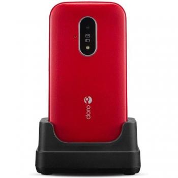 Doro 6820 Teléfono Móvil para Mayores 2.8 Clamshell 4G con Estación de Carga Rojo/Blanco
