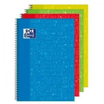 Oxford cuaderno espiral asignaturas matemáticas Write&Erase con pizarra blanca 80h 4x4 t/extraduras folio surtidos -4u-